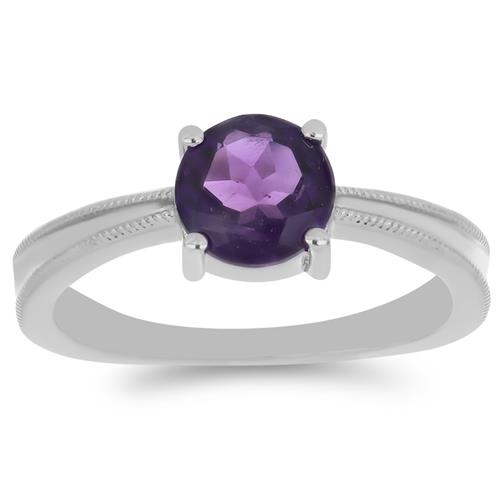 BUY NATURAL AFRICAN AMETHYST GEMSTONE RING IN 925 SILVER